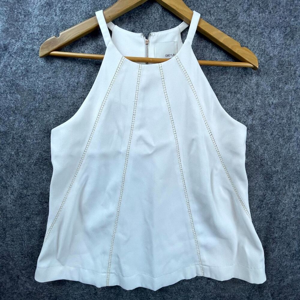 Greylin Blouse Womens Small White Career Chic Classy Elegant‎ Office Siren